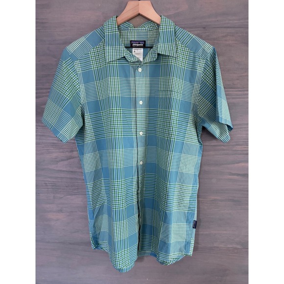 Patagonia Other - Patagonia Men's Go To Shirt Short‎ Sleeve Top Size Large Plaid Blue Green